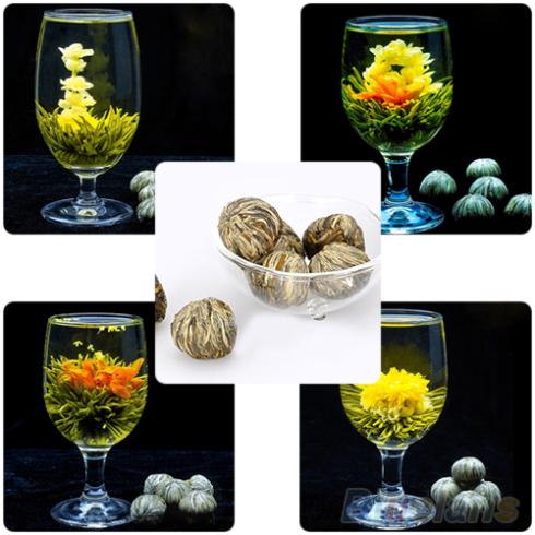 4 Balls Different Handmade Blooming Flower Green Tea Home Wedding Gift 1ON6 2JWW