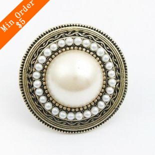 2015 New Fashion Hot Selling New Style Romantic Flower Ring Retro Simple Adjustable Sunflower Pearl Ring