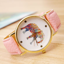 LZ 2015 New Fashion 11 Colors Casual Brand Leather Strap Wristwatch Simple Style Elephant Quartz Watch