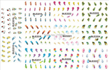 2015 Nail Decal Beauty Feather Nail Art Water Transfer Sticker Decal For Nail Large Piece 11 DESIGNS IN 1 BLE2215-2225