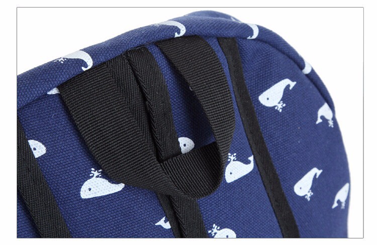 Small whales animals backpacks han edition fashion women canvas backpack girl school bags travel bag (23)