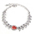 Fashion romantic Women Silver Simple Love crystal Rhinestone Charm Leaves Bracelets Weddings Girlfriend gift Accessories
