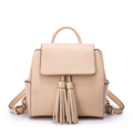 2016 Trendy New Ladies Backpack Solid Color Concise Plain Small Bag Flap Drawstring Tassel Bag Women