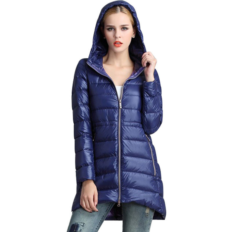 Winter Jacket New 2015 Women Fashion Long Down Hooded Coat  Plus Size 6xl Manteau Femme Light Duck Down Parka Mujer Zb151029