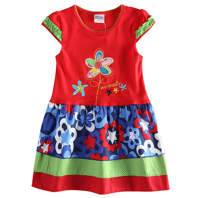 Girl floral tutu dress children summer dresses kids 100% cotton clothing girl dress embroidery flowers dresses for girls H6249