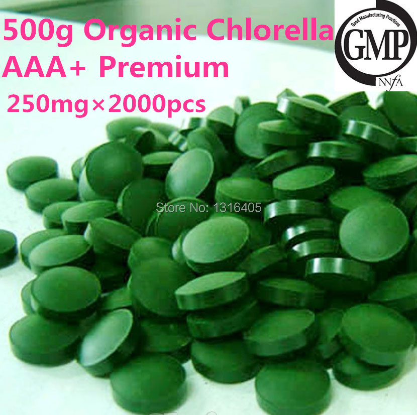 Free shipping rich of chlorophyll, protein natural Chlorella Vulgaris tablets 2000pcs x 250mg/tablet