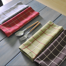Rectangle Lattices pattern table mats Cotton Linen Fabric Jacquard Weave chequer table mat placemat Decoration Mats Home Textile