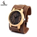 BOBO BIRD H08 Vertical Stripes Brand Designer Bamboo Watch Leather Band Wooden Dial Face Japan 2035