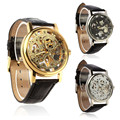 Quartz Watch For Fashion Luxury Mens Mechanical Skeleton Analog Watch Hand Wind Up Leather Strap Wristwatch