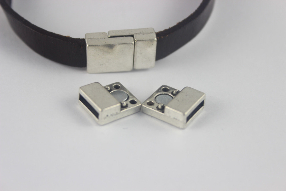 Buy 5 Sets 10mm Flat Antique Silver Clasp for