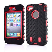 4G Tire Dual Layer Silicone Hard Plastic Armor Hybrid Protection Plastic Case For Apple iphone 4