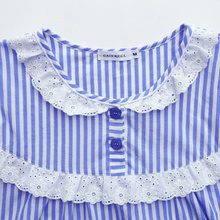 Song Riel Ms M new winter fashion stripe long sleeve cotton pajamas couple home service Bi