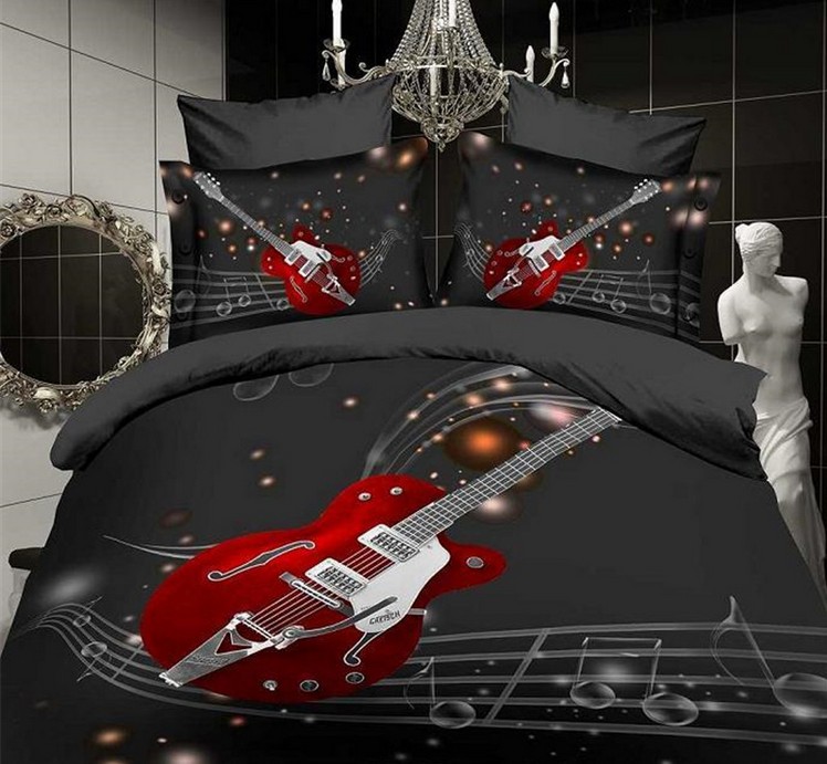 3D Music notes bedding set guitar quilt duvet cover full queen size double bedspread sheets bed in a bag bedsheet bedroom linen