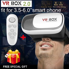 Google cardboard HeadMount VR BOX 2.0 Version VR Virtual 3D Glasses for 3.5″ – 6.0″ Smart Phone + bluetooth remote controller