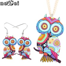 Bonsny Brand Jewelry Sets Owl Pendant Drop Earrings New 2015 Statement Fashion Jewelry For Women Charm Collar Accessories