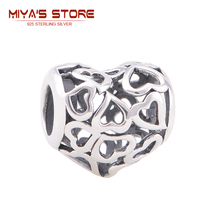 5Pcs/Lot Openwork Heart Charm Pendant Necklaces Beads for Jewelry Making