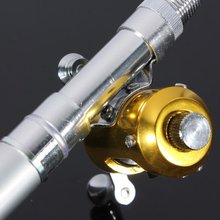 It’s hot! Mini Pocket Pen Fishing Rod Pole With Golden Baitcasting Reel Set