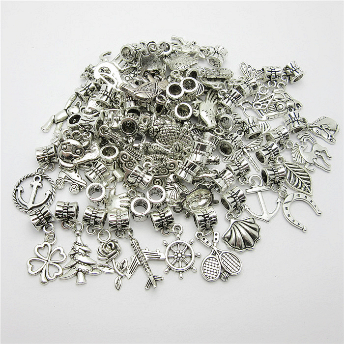 Mix 30pcs Tibetan silver Big Hole Loose Beads European Pendant Bead Fits Pandora Charms Bracelets pendants