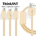3 in 1 Multi USB Charger Cable With Lightning Micro Type c USB Multiple Connector Cable