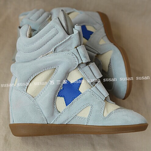 Isabel Marant 100 Original Wedge High Heel Sneakers Cowboy pentagram Suede Leather Boots