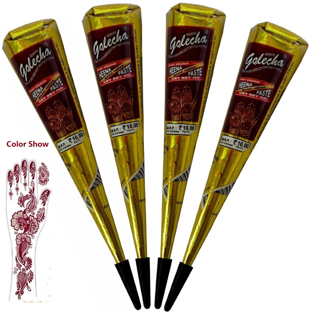 4X Henna cone red color Temporary Tattoo Body ART KIT Mehandi DARK Ink