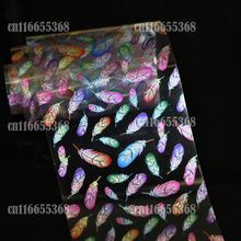 Fashion Nail Art Transfer Foil Nail Sticker Tips Decal Decoration Colorful Rainbow Spirit Feather GL08
