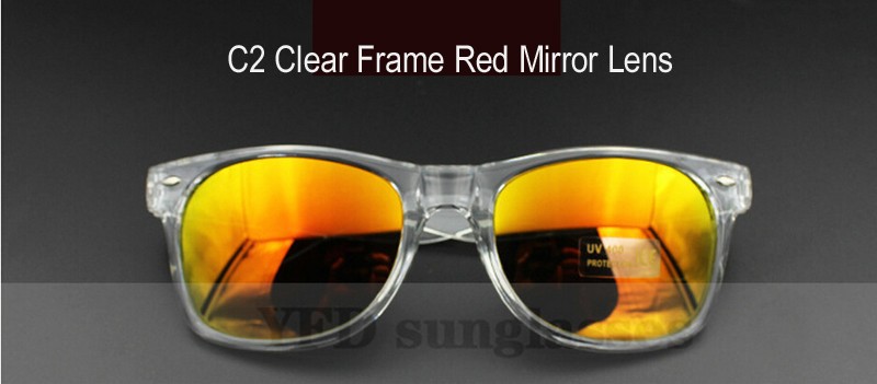 C2 clear frame red mirror lens