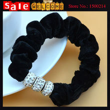 Rhinestone Velvet Cloth Elastic Hair Band Ties Rubber Hair Rope Flower Hair Jewelry for Women Ponytail Holder Hair Accessories