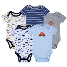 Summer Cotton Baby Rompers Infant Toddler Jumpsuit Short Sleeve 5 Pcs Baby Girl Boy Clothing O