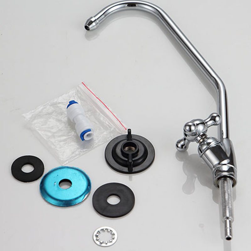 Water filter parts Stainless Steel Faucet sets With pipe connector Water purifier Tap Kitchen RO Faucet 1/4 Inch Connect Hose