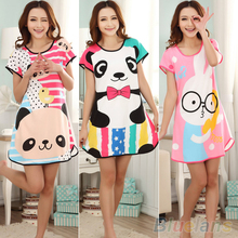 Great Cute Women s Cartoon Polka Dot Sleepwear Pajamas Short Sleeve Sleepshirt 2MY2 4PW5