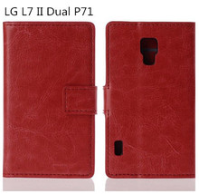 2014 New Luxury Wallet Stand Style Flip Leather Case Cover For LG Optimus L7 2  II Dual P715 Original Mobile Phone Bag,Black Red