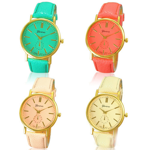 2015 Brand New Women s Fashion Geneva Roman Numeral Faux Leather Quartz Analog Wrist Watch