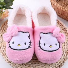 Women House Slippers 2016 hot Hello Kitty Plush Warm Home Slippers Thermal Indoor Slipper for Autumn Winter Soft Sole Shoes