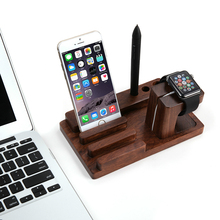 Natural Bamboo Wood Bracket Stand For Apple Watch Charging Stand Phone Holder For iPhone 6s /Plus /5s /4s for iPad Mini Air 2/ 3