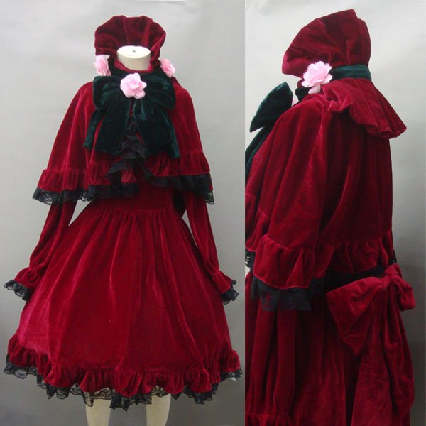 Halloween Rozen Maiden Pure Ruby Cosplay Shinku Reddress Costume Custom Any Size