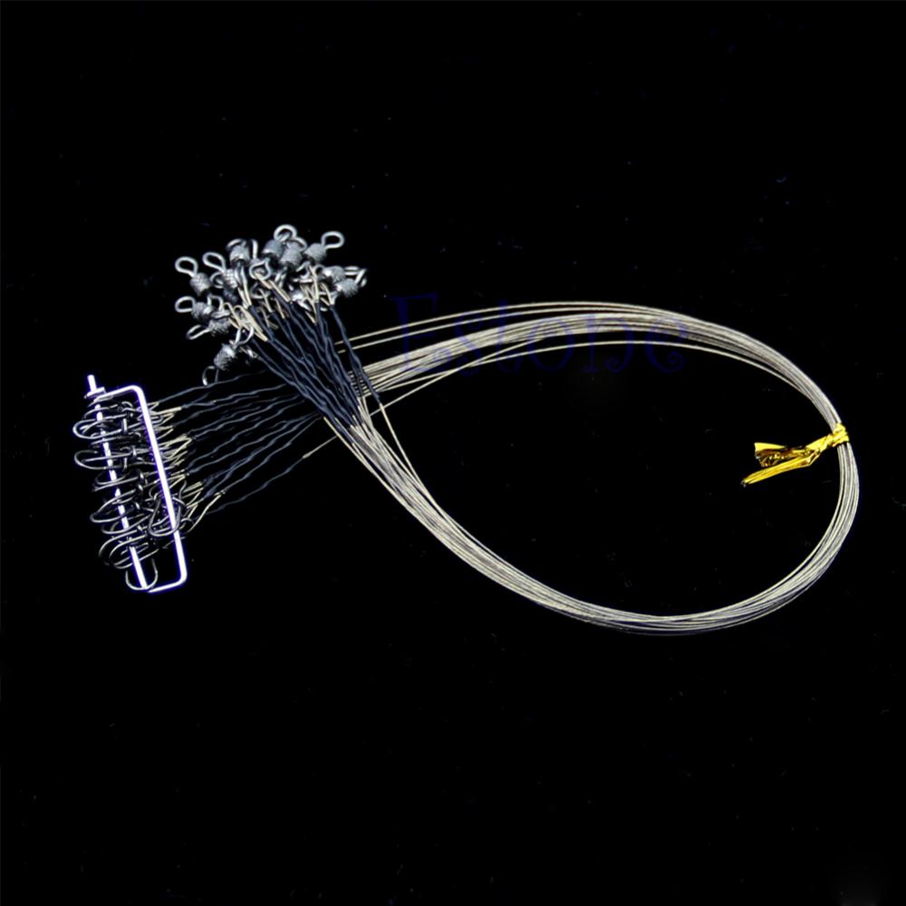 Set of 20pcs 15cm Fishing Trace Lures Leader Steel Wire Spinner Printed Connector US Free Shipping