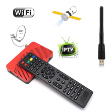 Mini Size DVB-S2 HD Digital Satellite IPTV Combo Receiver Set Top BOX + 2dbi WIFI Dongle IKS Biss Key Power VU CCCAM Share