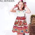 W L MOSNOON Girls Princess Dress with Appliques Flowers 2017 Brand Summer Children Dress for Kids