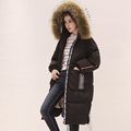 2016 Fashion Winter Jacket Women Long Down Cotton Padded with Big Real Fur Collar Thicken Hooded