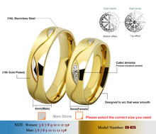 18k gold plated 6mm wide wedding rings for men and women jewelry