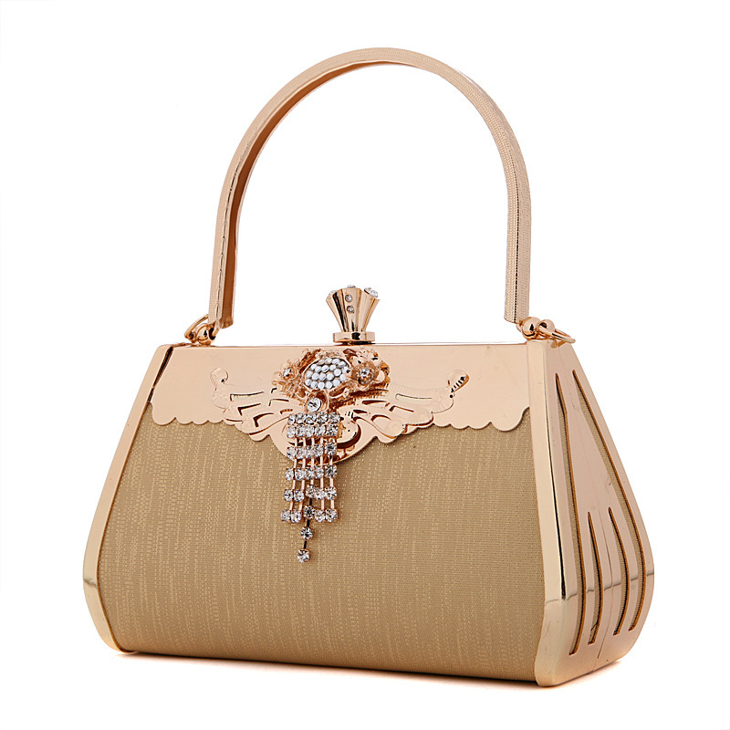 Wholesale New Banquet Diamond Handbags For Women Gold Bride Dress Tote Bags Bolsas De Marca ...