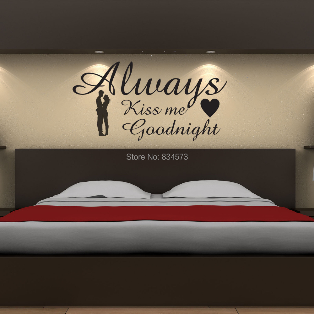 Husband and wife Always Kiss Me Goodnight Wall Art Stickers Decal DIY
