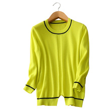 black striped 100 pure cashmere sweater O neck long sleeves font b pullovers b font asymmetric