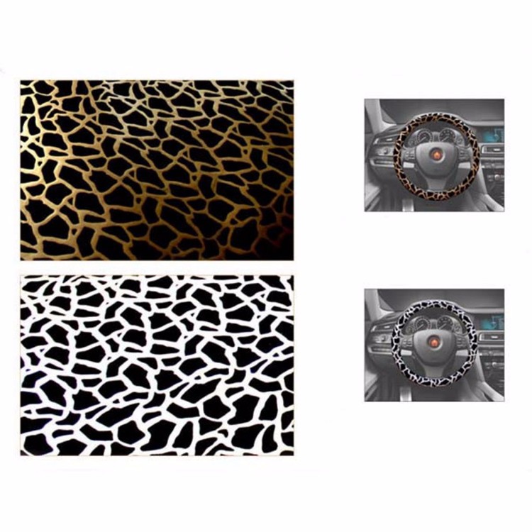 Golden Black Fashion Leopard PU Leather Car Steering Wheels Cover Anti-slip 38CM 15 (15)