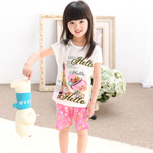 Girls pajamas suit Summer O-neck children’s nightgown Cartoon Lovely girl sleepwear baby nightwear new listing 2T-4T-6T-8T-10T
