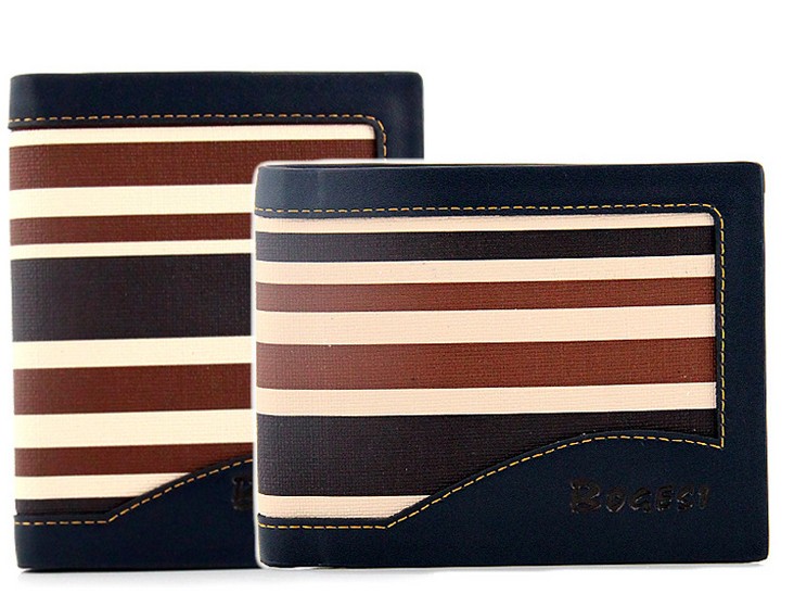 Free Shipping men's multicolour stripe horizontal/short design genuine/cowhide leather money clip/wallets/purse MQB68