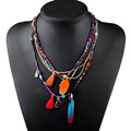 Multi Color Feather Necklaces Pendants Beads Chain Statement Necklace Women Collares Ethnic Jewelry for Personalised Gifts