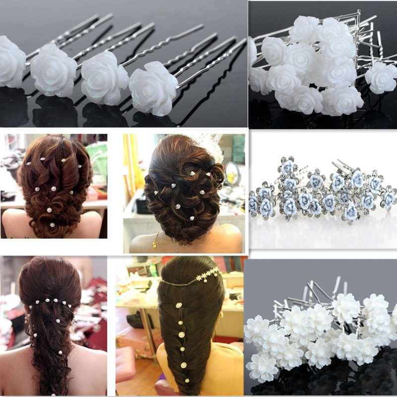 Fashion Trendy 20 pcs set Crystal Pearl Bridal Wedding Prom Hair Pins Hair Accessory Hair Clip