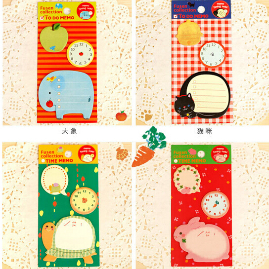 10 sets/lot 4 designs DIY Cute Cartoon Animal Memo Pad Sticky Note Kawaii Paper Sticker pads Korean Stationery Free shipping